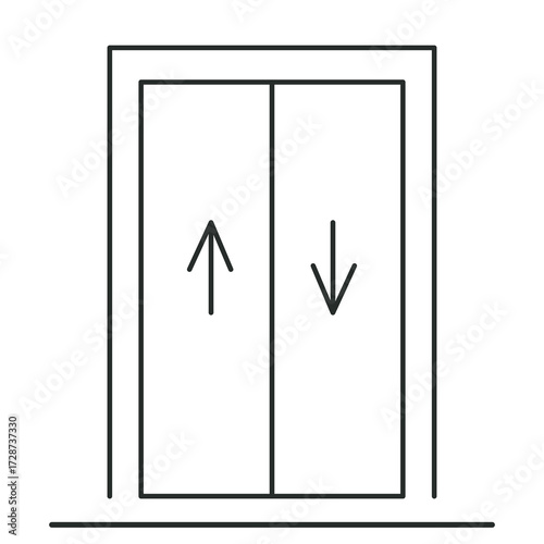 Elevator icon line lift way up and down lobby hall sign, Simple symbol. Passenger elevator, slide door. 