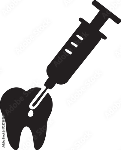 Silhouette vector of syringe injection dental icon for dentist clinic, anesthesia, treatment, and healthcare.
