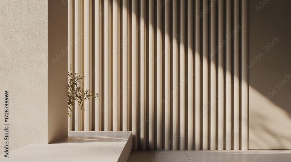 Obraz premium scandinavian. Minimalist Scandinavian interior with clean lines and neutral tones and natural ambient light. lifestyle magazines.