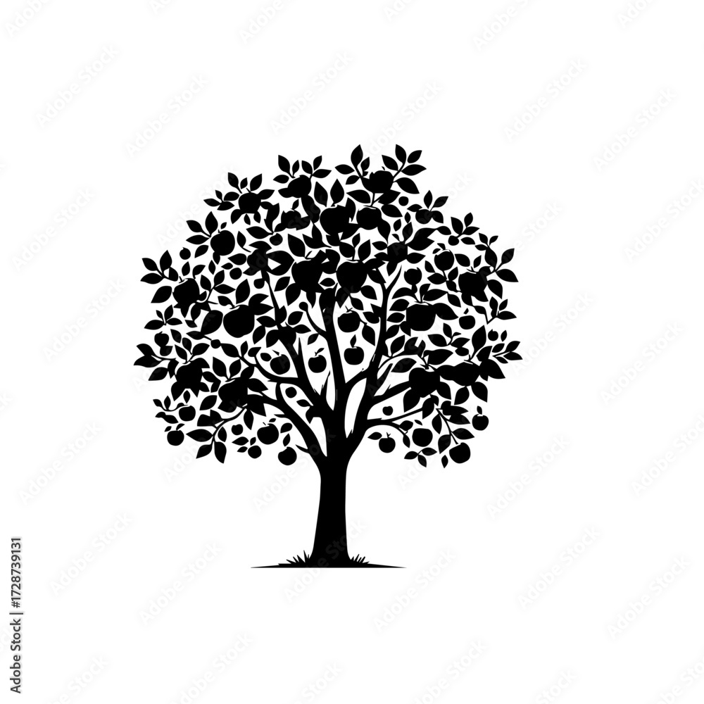 Fototapeta premium Apple Tree Vector – Ripe Orchard Fruit Tree Illustration for Farming and Nature Design