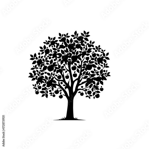 Apple Tree Vector – Ripe Orchard Fruit Tree Illustration for Farming and Nature Design