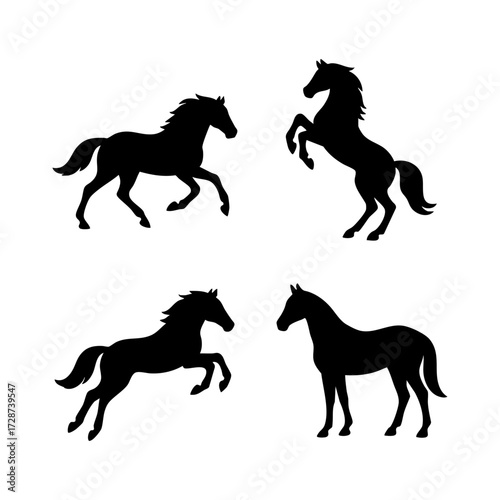 Horse silhouettes set with four poses