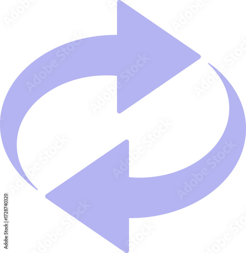 A blue circular arrow icon on a white background