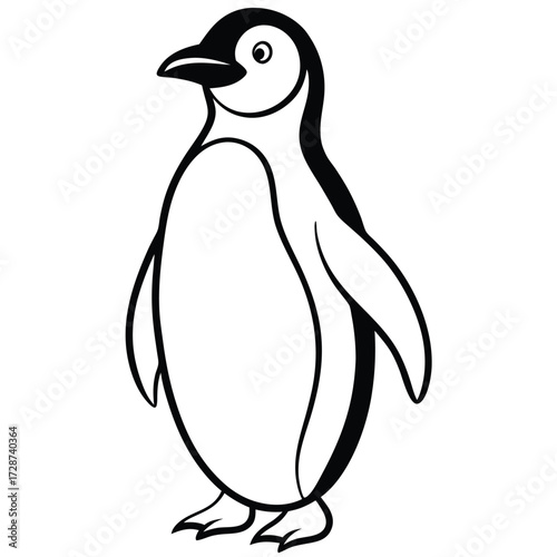 Cute cartoon penguin standing on a white background bird animal