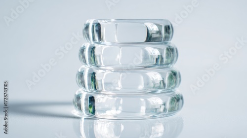 Stack of transparent glass rings