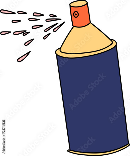 A cartoon spray can with pink mist