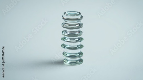 Clear glass cylinders stacked