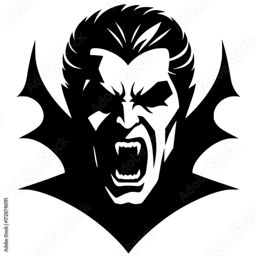 Dracula portrait silhouette vector design