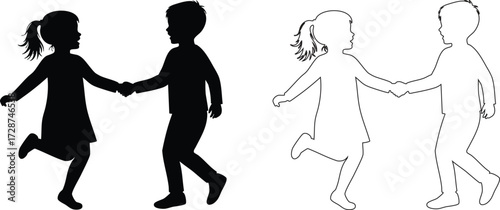 Children Silhouettes .Profile and people silhouette collection. User profile symbol. Group of people or group of users collection. Perfect can use in demographic, social media, and team