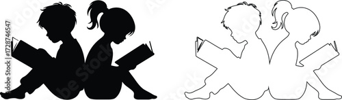 Children Silhouettes .Profile and people silhouette collection. User profile symbol. Group of people or group of users collection. Perfect can use in demographic, social media, and team