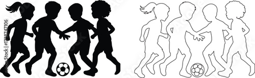 Children Silhouettes .Profile and people silhouette collection. User profile symbol. Group of people or group of users collection. Perfect can use in demographic, social media, and team