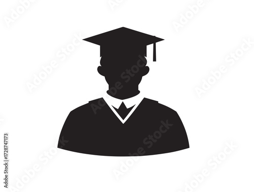 Professional College Icon Representing Learning in Minimal Silhouette Vector Illustration