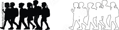 Children Silhouettes .Profile and people silhouette collection. User profile symbol. Group of people or group of users collection. Perfect can use in demographic, social media, and team