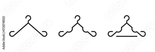 Three Clothes Hangers Icon Set  Minimalist Design for Fashion Stores