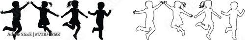 Children Silhouettes .Profile and people silhouette collection. User profile symbol. Group of people or group of users collection. Perfect can use in demographic, social media, and team