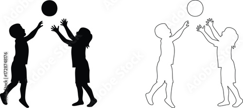 Children Silhouettes .Profile and people silhouette collection. User profile symbol. Group of people or group of users collection. Perfect can use in demographic, social media, and team