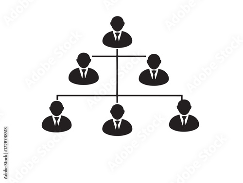 Elegant business hierarchy structure silhouette vector graphic