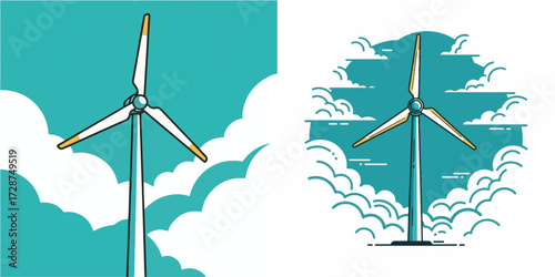 Wind Turbine Generating Renewable Energy in Cloudy Sky
