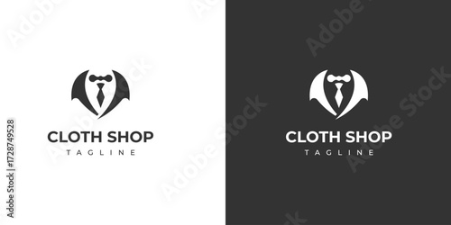 Cloth Shop Logo  Abstract Bat Suit and Tie Design