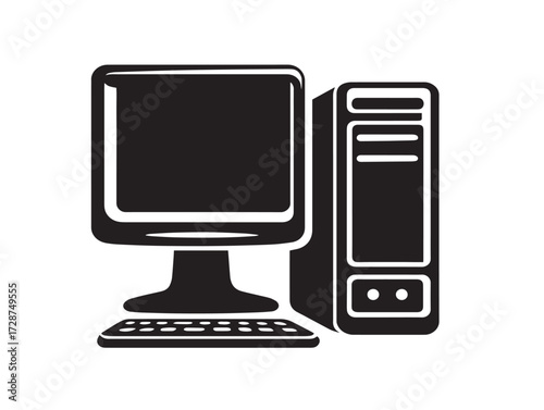 Stylish technology and hardware silhouette vector icon art