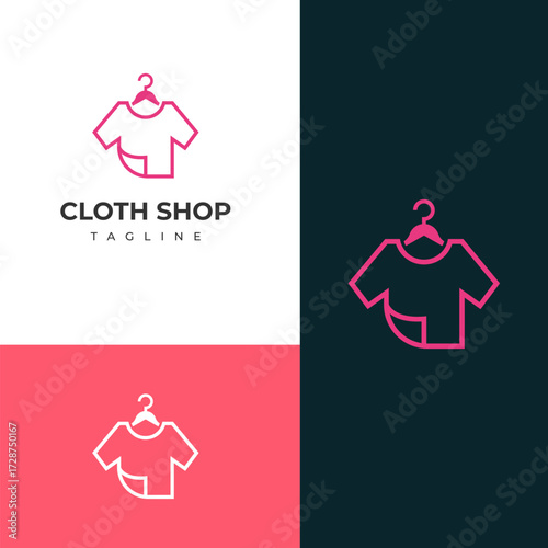 Minimalist TShirt Hanger Logo Design for Cloth Shop Branding