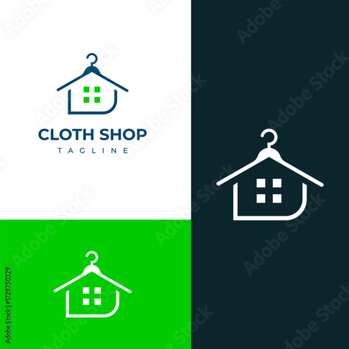 Cloth Shop Logo Design  Modern Hanger House Concept
