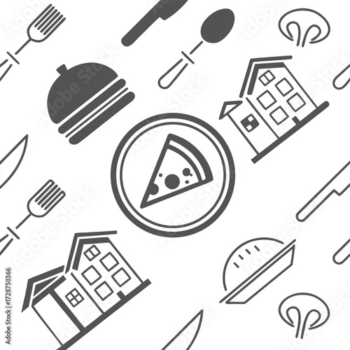 Seamless pattern of food delivery icons