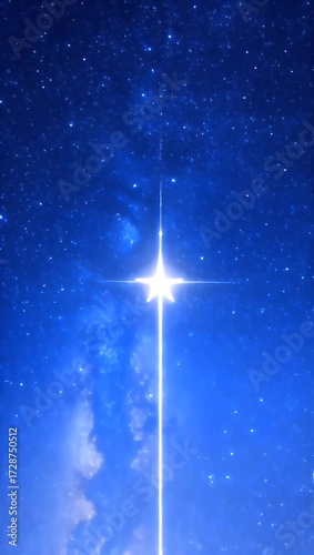 Magical Sparkling Star Trail Animation in a Deep Blue Starry Night Sky, festive atmosphere