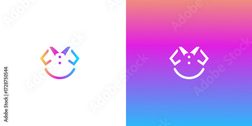 Smiling Professional Shirt Logo  Gradient Brand Identity Design