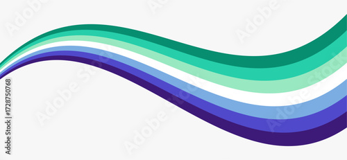 Wavy striped shape with Gay Men pride flag colors.Vector illustration.