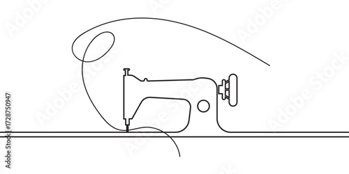 Sewing Machine Single Line Art  Creative Minimalist Design