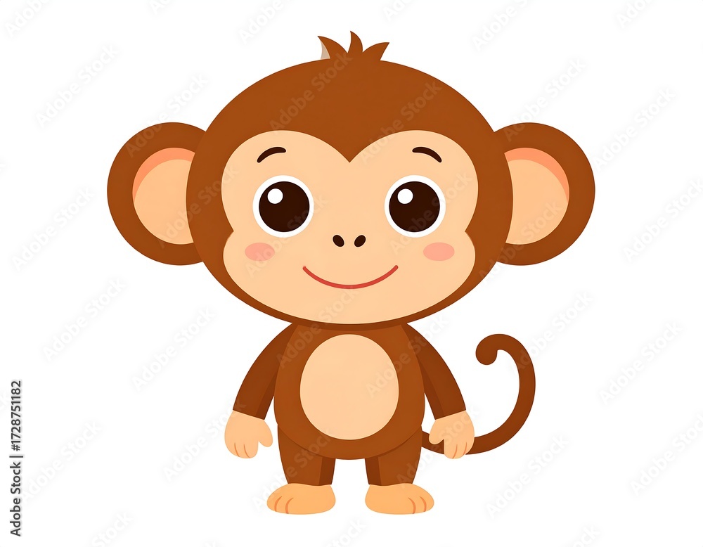Fototapeta premium Cartoon monkey. Cute, simple, child-friendly