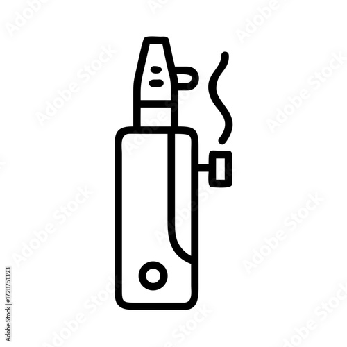 Vaporizer device emitting smoke in minimalist line art style  