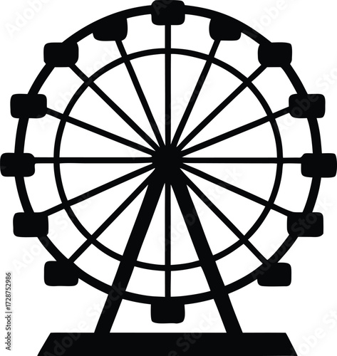ferris wheel vector, carnival ride silhouette
