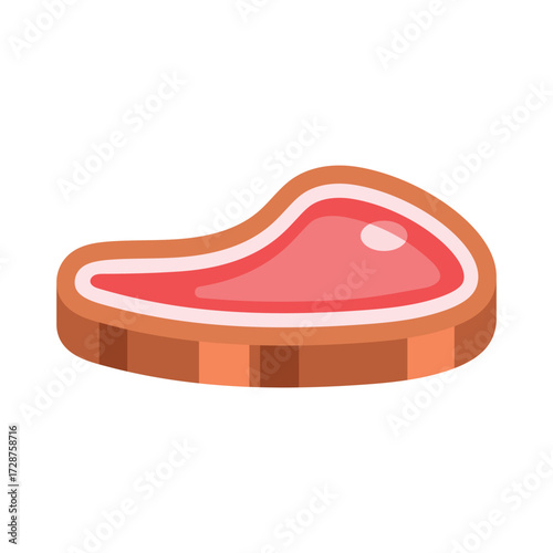 Barbecue grill steak raw meat flat vector illustration on a white background