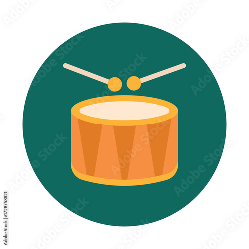 Flat drum instrument with drum sticks vector design