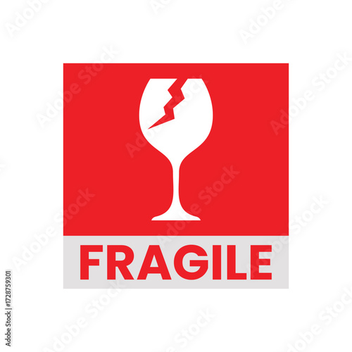 Fragile sticker vector illustration isolated on white background