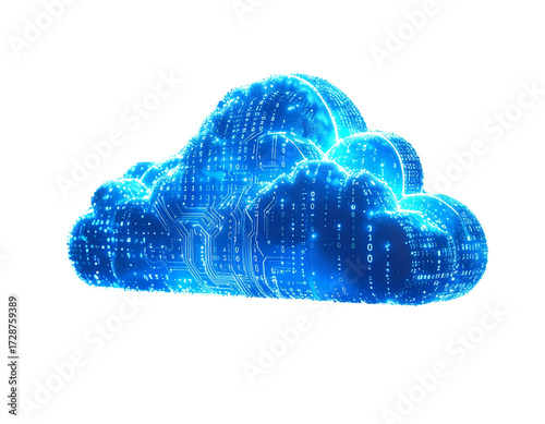 A glowing, digital cloud design