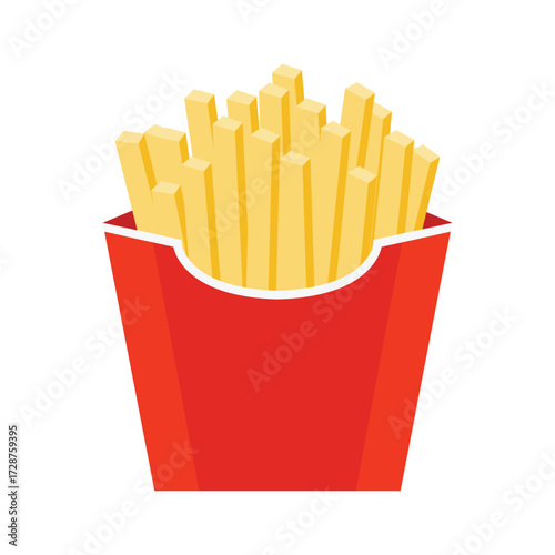 French fries packet flat vector illustration on white background