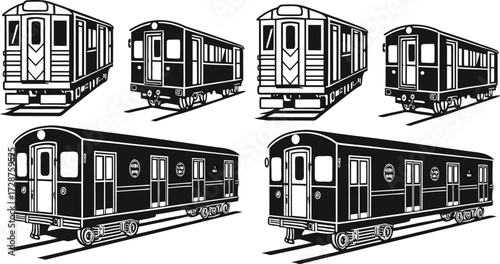 Black Line Metro Icons Set including Flat Subway Train Transport and Railway Symbol Collection with Minimal Metro Icon Group for UI Web Public Transit Travel and Urban City Design Projects