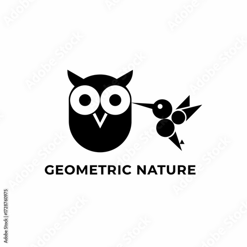 Geometric owl and hummingbird nature vector illustration scalable icon eps vector