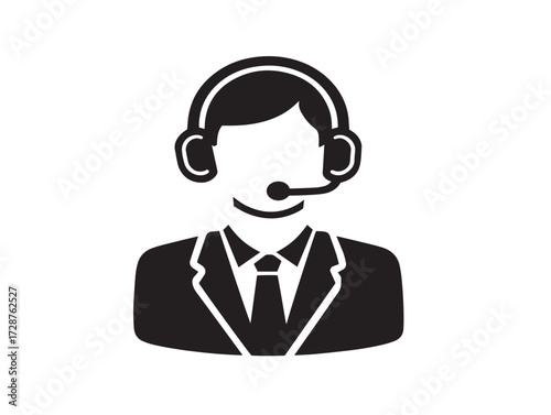 Modern customer service kiosk silhouette icon vector illustration