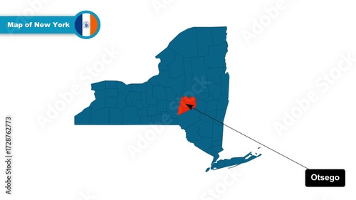 Otsego Map Video, New York map, Political Map of New York, New York USA, with all states, national flag and borders, travel, education, geography, and global studies.