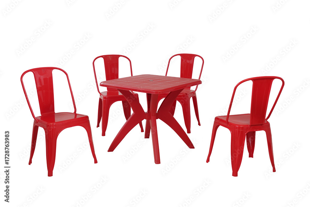 Fototapeta premium red chairs and table
