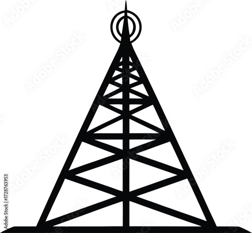 radio tower vector, communication structure silhouette
