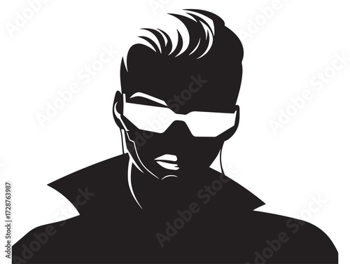 Creative cyberpunk silhouette icon in elegant vector format