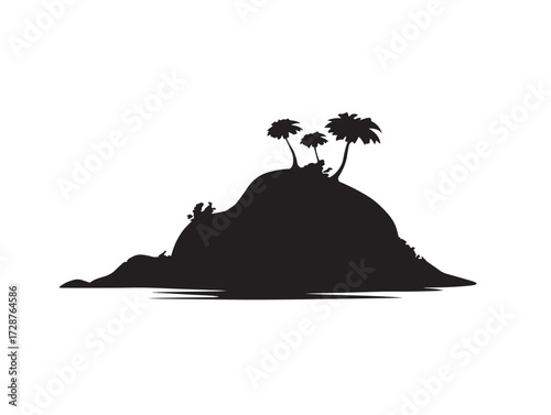 Minimal desert island silhouette icon vector illustration