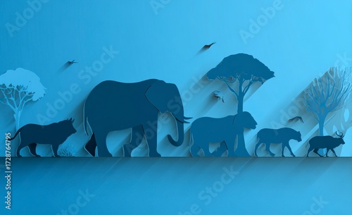 World Animal Day banner with silhouettes of diverse animals celebrating wildlife, conservation, and nature in a vibrant, positive display