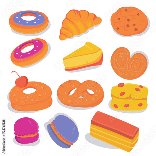 vector illustration of different kinds of sweets