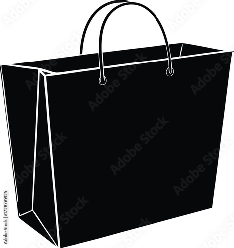 shopping bag vector, retail carrier silhouette
